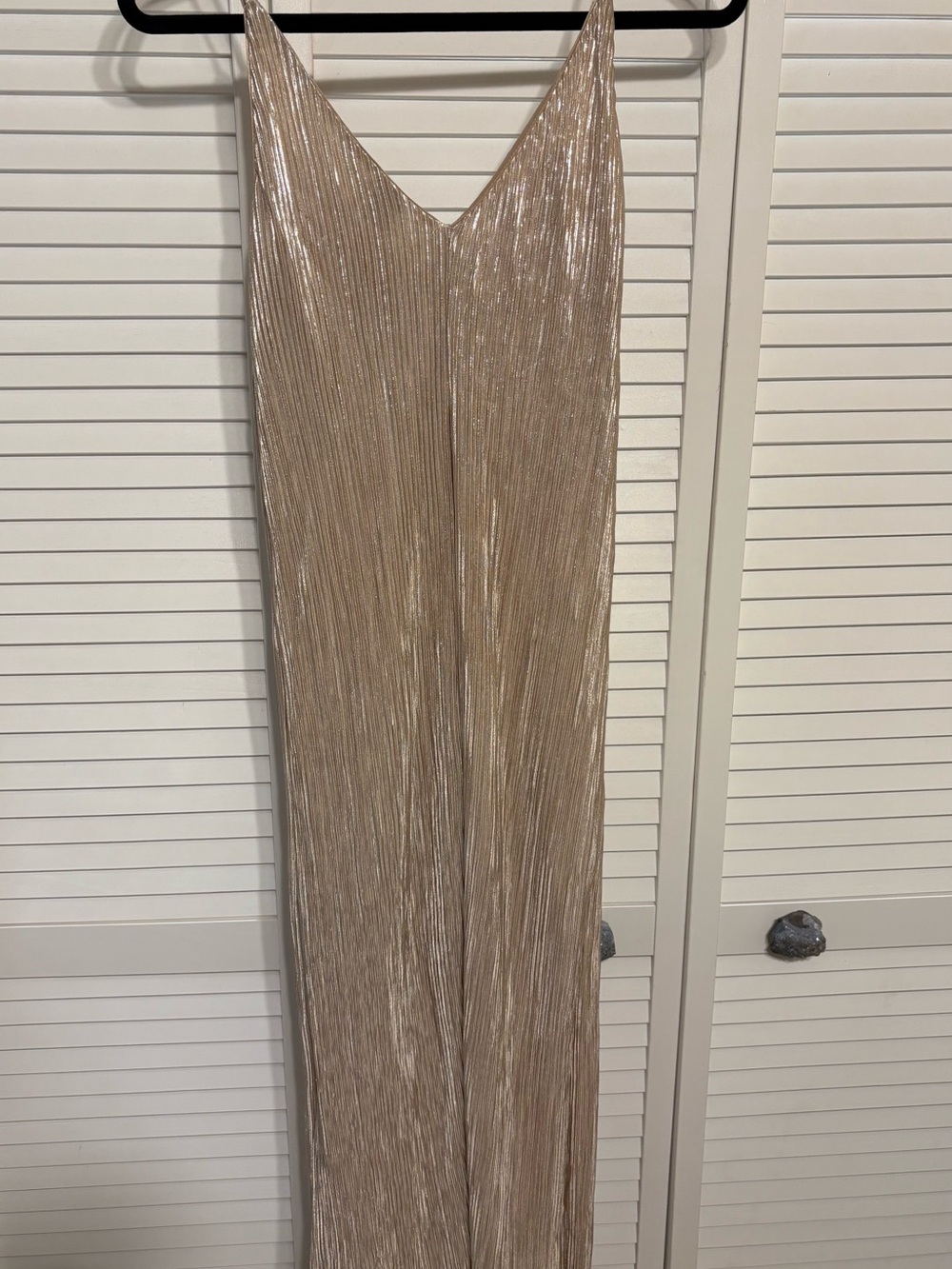 Paper Crane Metallic Champagne Pleated Midi Slip Dress - Picture 3 of 4